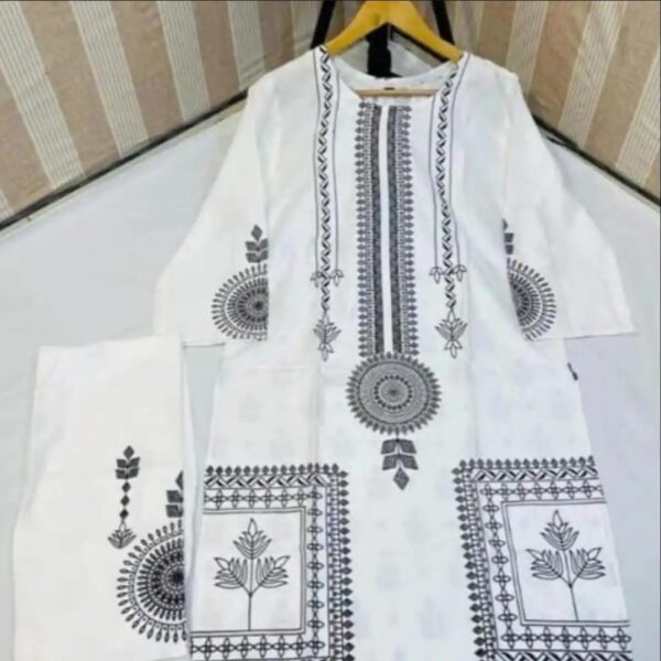 2 Pcs Womens Stitched Saphire print  Linen  casual wear for Women - Image 4