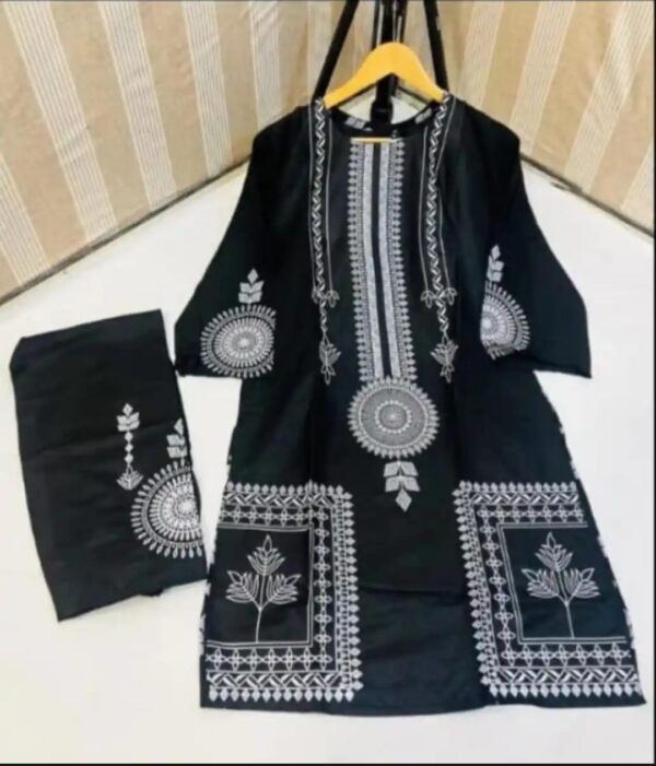 2 Pcs Womens Stitched Saphire print  Linen  casual wear for Women - Image 6