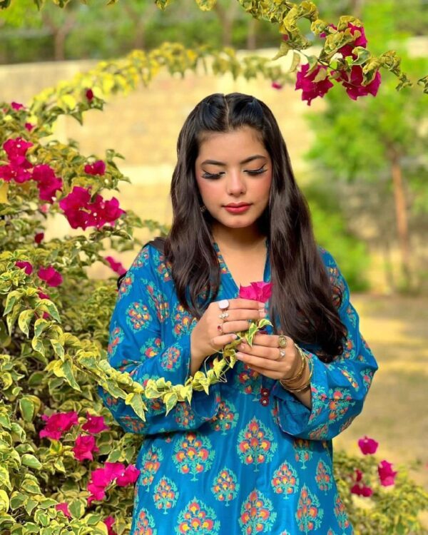 Leaf print 2pc Dress Stuff: Linen  Print for girls - Image 6