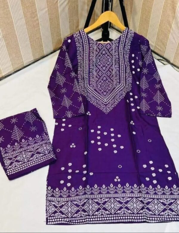 Summer Collection Linen Printed 2pc Dress Ready To Wear For Women - Image 13