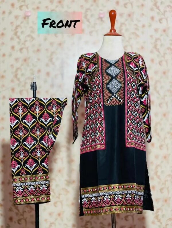 jacket print Summer Arabic Lenin 2 Pcs Stitched Suit For Womens and Girls.