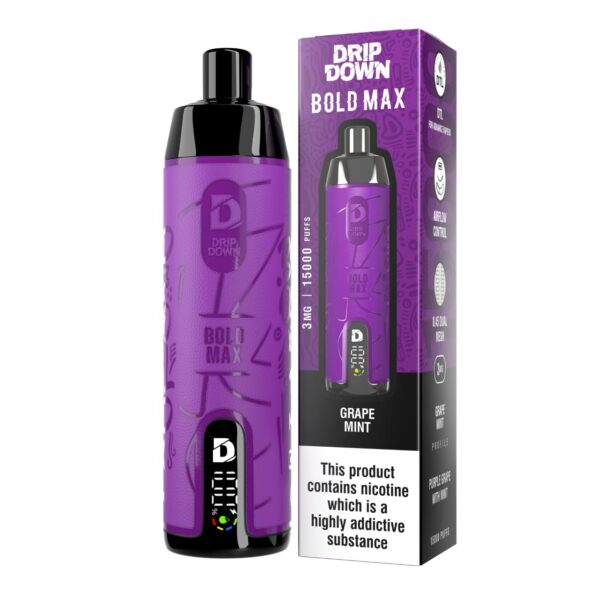Drip Down Bold Max Original Disposable Vape 15000 Puffs 3mg | Rechargeable | Premium Display With Sleek Design - Image 6