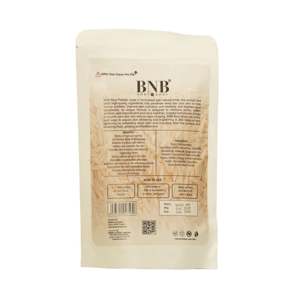 Bnb Brightening Rice Powder Oraganic Mask With Natural White Rice Extract 120g - Image 2